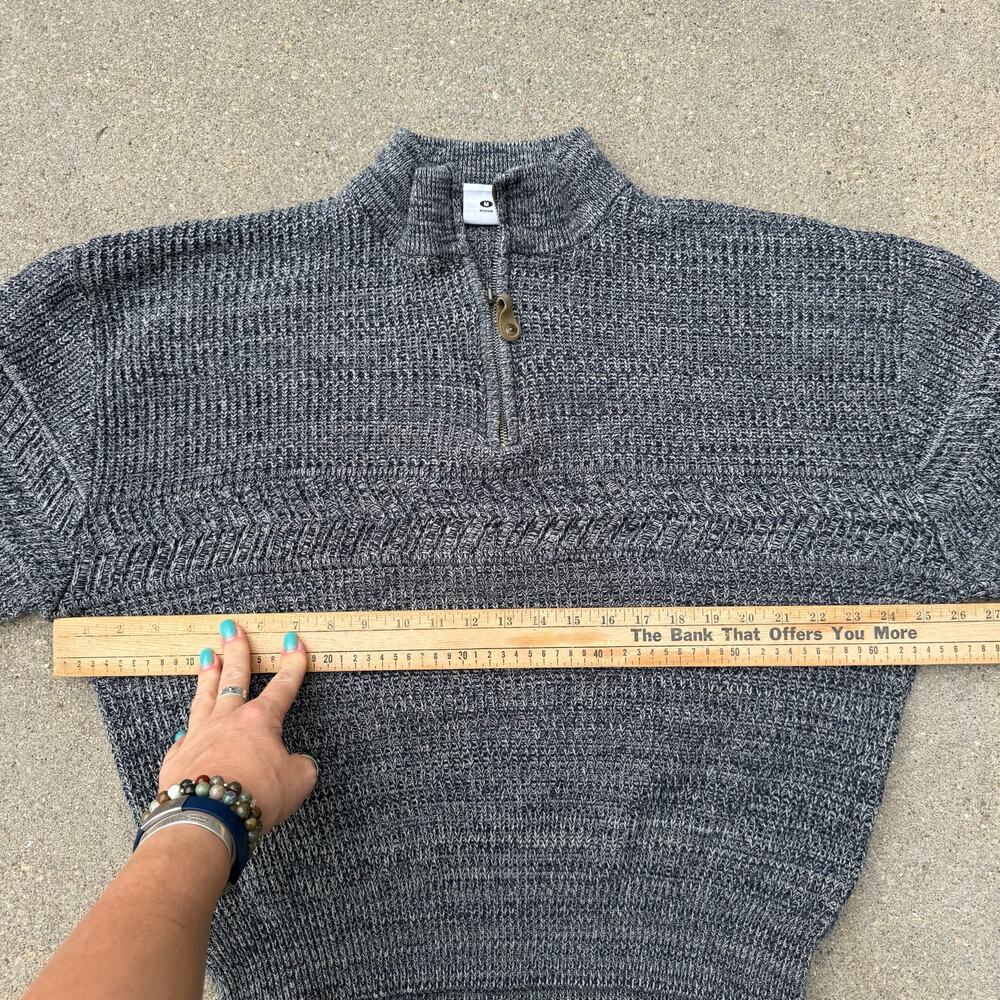 Vintage 90s Columbia Knit 1/4 zip sweater gorpcore gray 100% Cotton MEDIUM - Picture 8 of 10